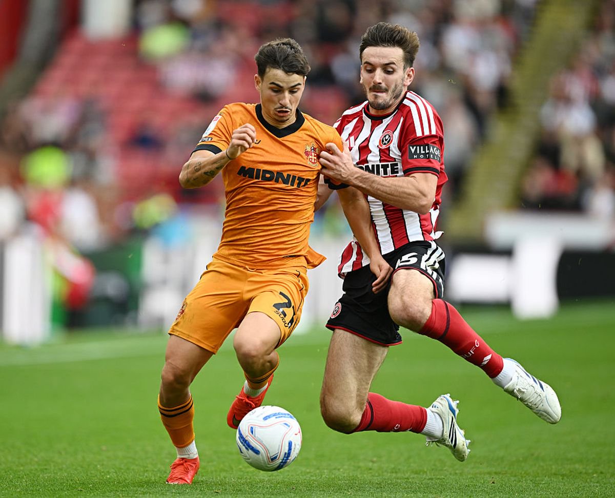 Coventry City loan defender Liam Kitching in action for Sheffield United against Wolves