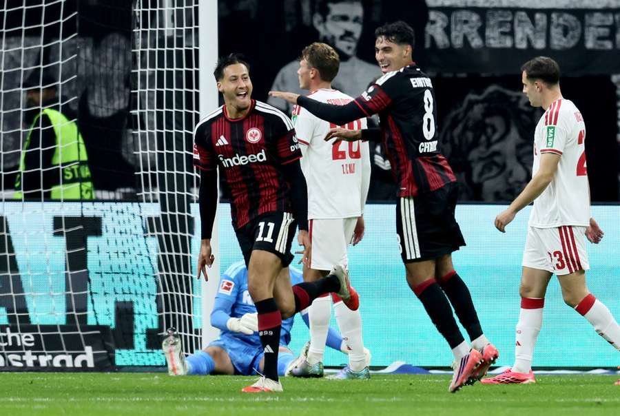Younes Ebnoutalib of Frankfurt celebrates