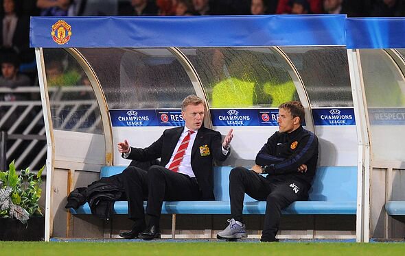 David Moyes and Phil Neville 