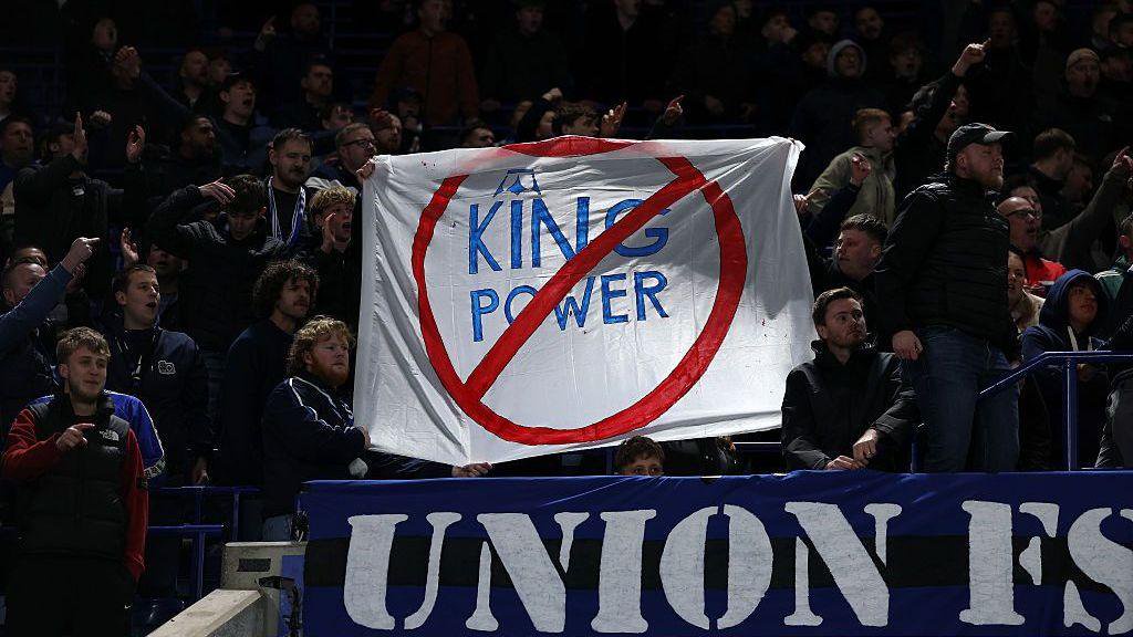 Leicester fans protesting 