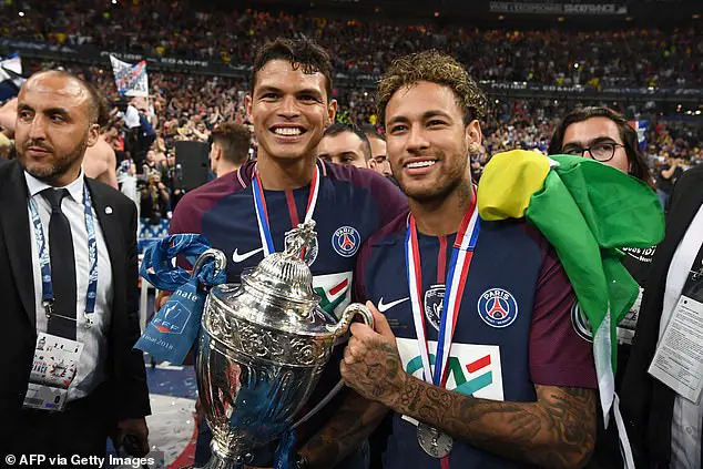 Neymar (right) also played a key role in convincing Thiago Silva (left) to join Chelsea