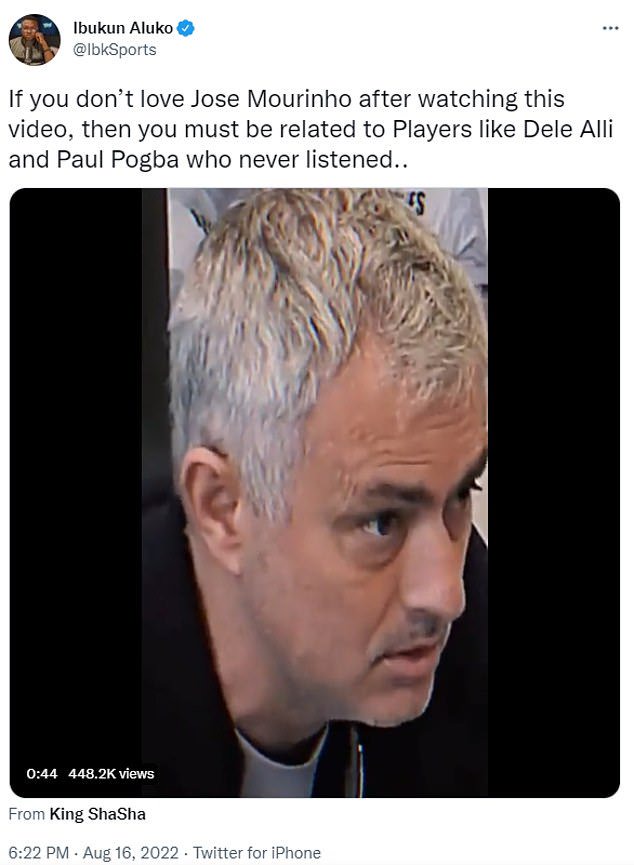 This tweet featured Jose Mourinho's career advice to Dele Alli while together at Tottenham
