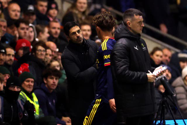 Mikel Arteta had stern words for Dowman as he walked off the pitch