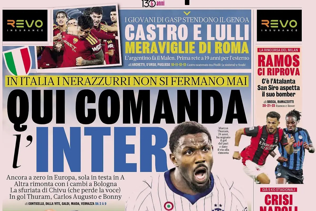 Today’s Papers: Inter reaction, Roma respond after Real, Allegri rut continues