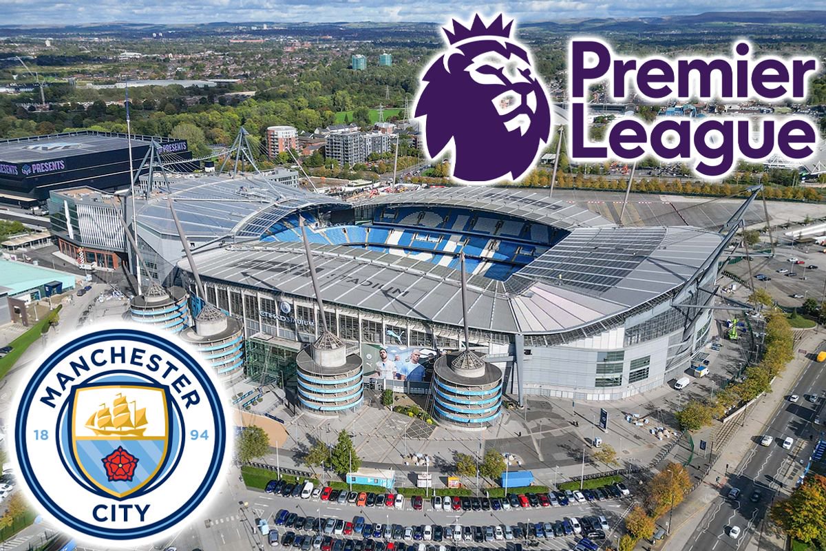  An aerial view of the Etihad Stadium, home of Manchester City, in Manchester, United Kingdom. 