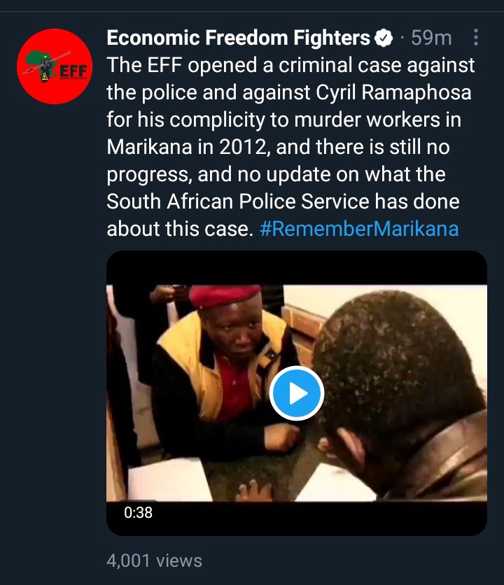 Malema Opens Criminal Case Against Cyril For Marikana ...