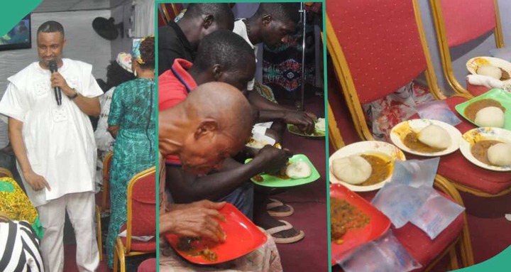 Photos emerge as pastor gives church members fufu and soup