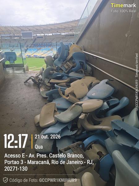 Consórcio do Maracanã divulgou fotos de cadeiras quebradas após Vasco x Boca Juniors