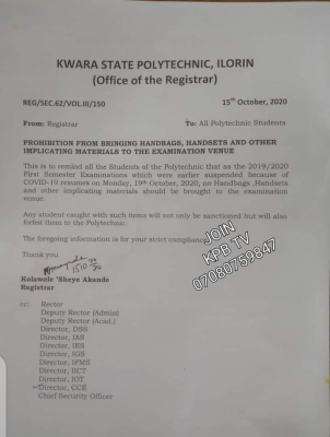 kwara state poly notice