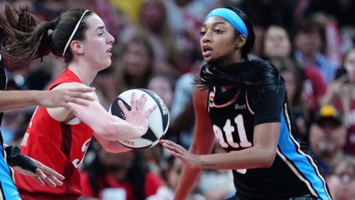 INDIANAPOLIS, IN – JUNE 04: Indiana Fever guard Caitlin Clark 22 is guarded by Atlanta Dream center Angel Reese 5 on June 4, 2026, at Gainbridge Fieldhouse in Indianapolis, Indiana. Photo by Brian Spurlock/Icon Sportswire WNBA, Basketball Damen, USA JUN 04 Atlanta Dream at Indiana Fever EDITORIAL USE ONLY Icon26060438 ©IMAGO/Icon Sportswire