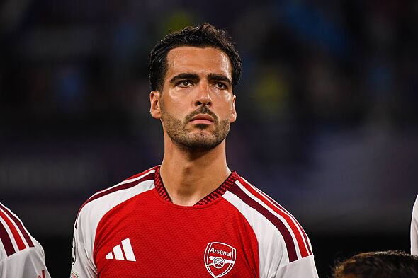 Mikel Merino lining up for Arsenal.