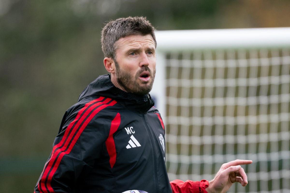 Michael Carrick during a Manchester United training session