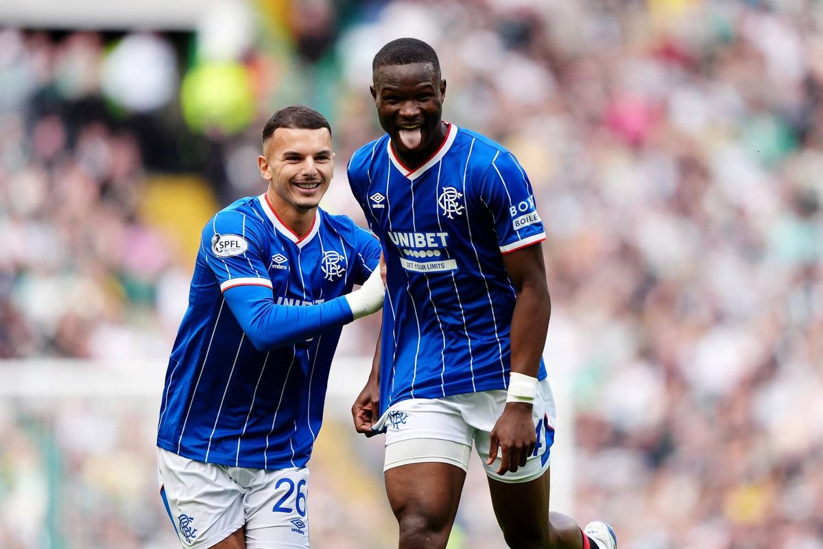 Rangers' Olwethu Makhanya (right) celebrates