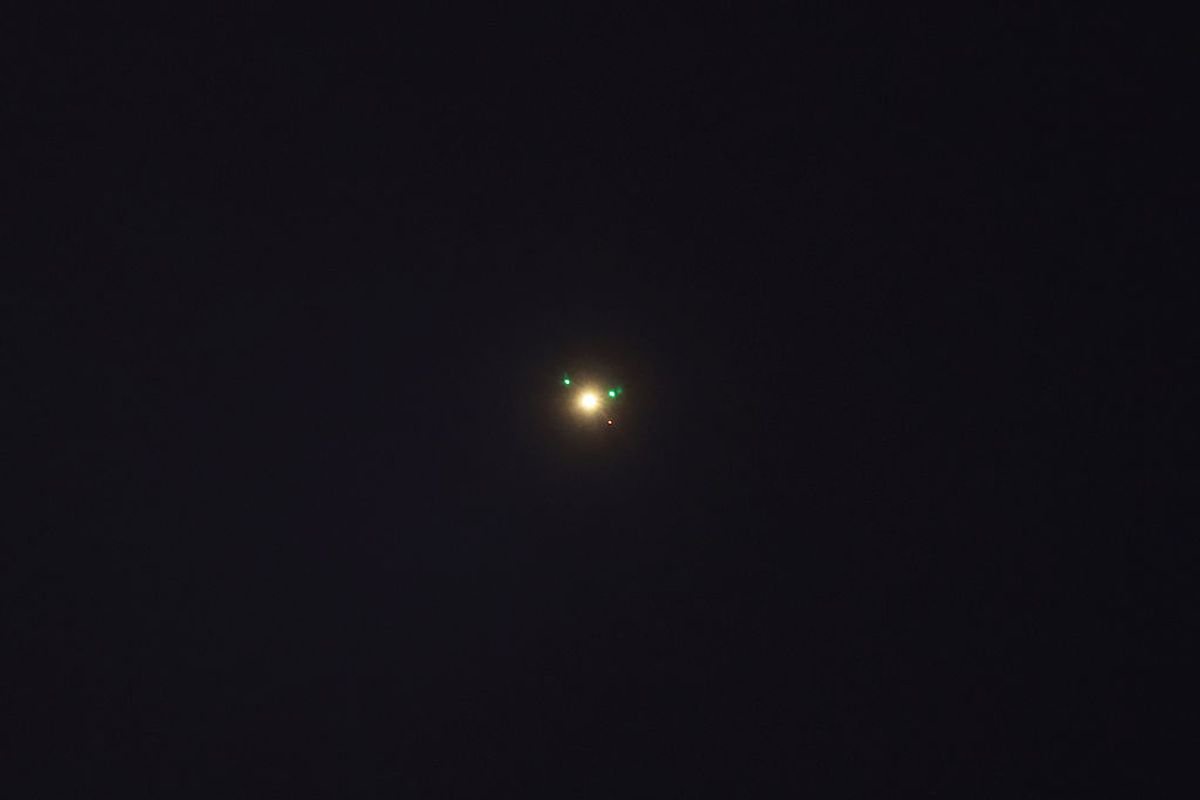 The game is paused as  a drone is seen above the pitch during the Carabao Cup Fourth Round match between Fleetwood Town and Arsenal at Highbury Stadium