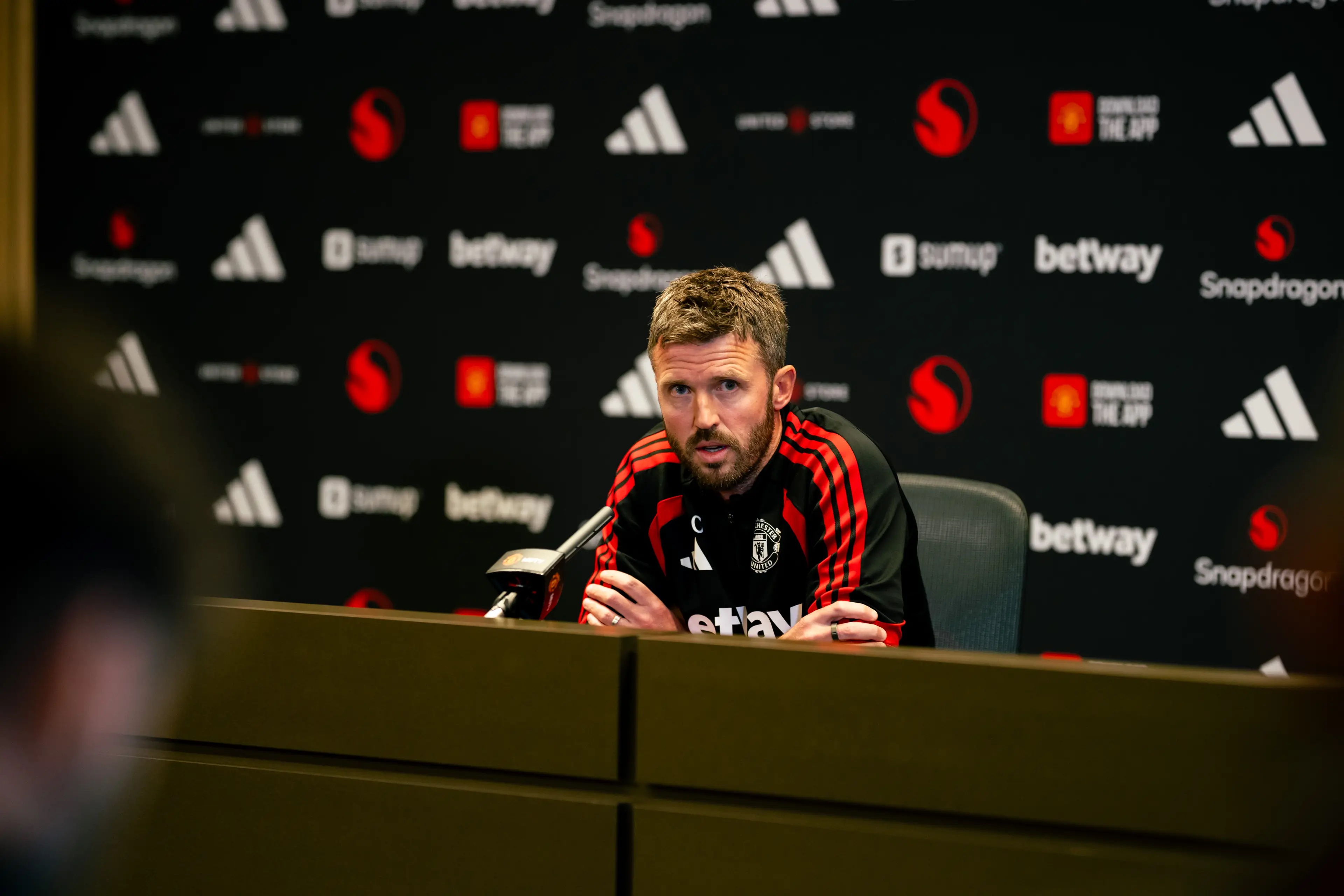 Michael Carrick delivered a passionate speech in his latest press conference. Image credit: Getty