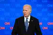 President Joe Biden looks on during his debate with Donald Trump in June 2024