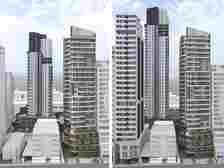 A comparison of the two plans showing a two and three tower plans with towers up to 40 storeys next to Westfield Burwood and the Sydney Metro Station.