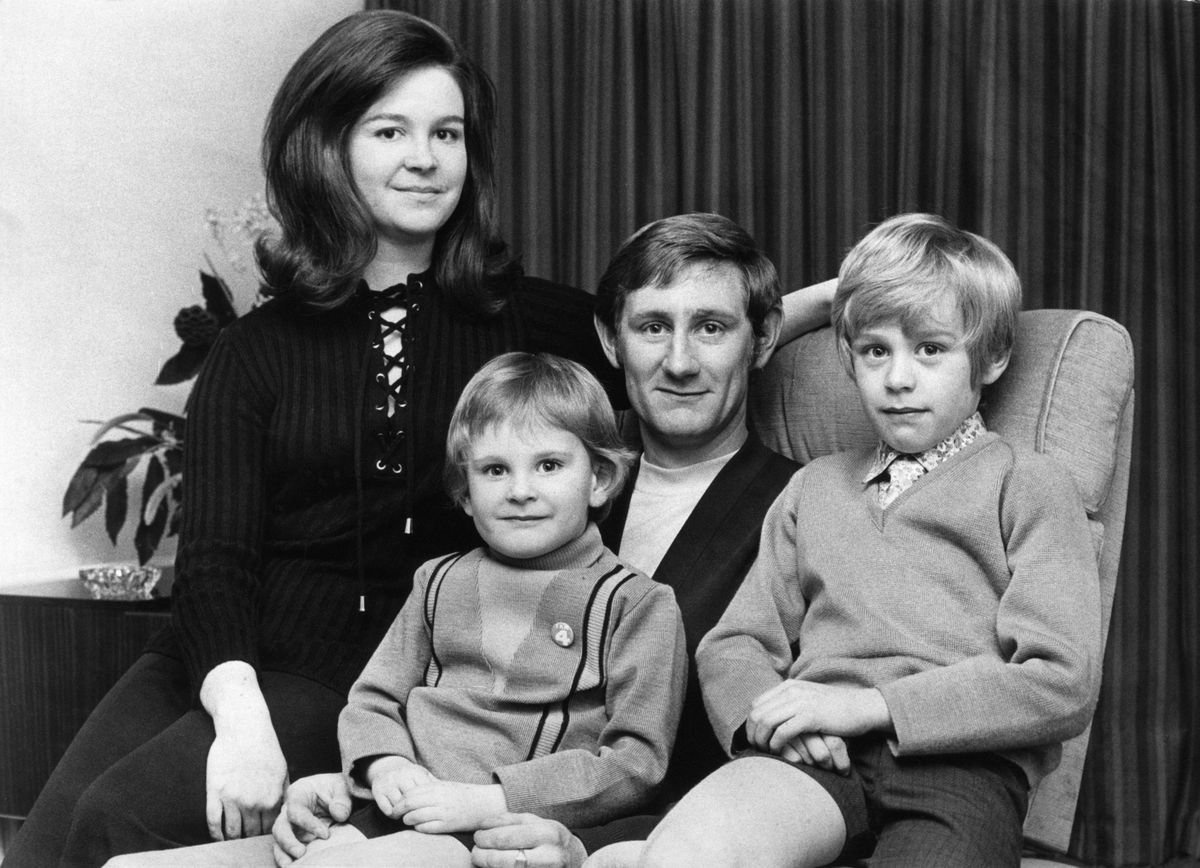 Middlesbrough player Bill Gates with his family, wife Judith Gates, Nicholas, four, and David, eight, at home in Marlborough Avenue, Marske