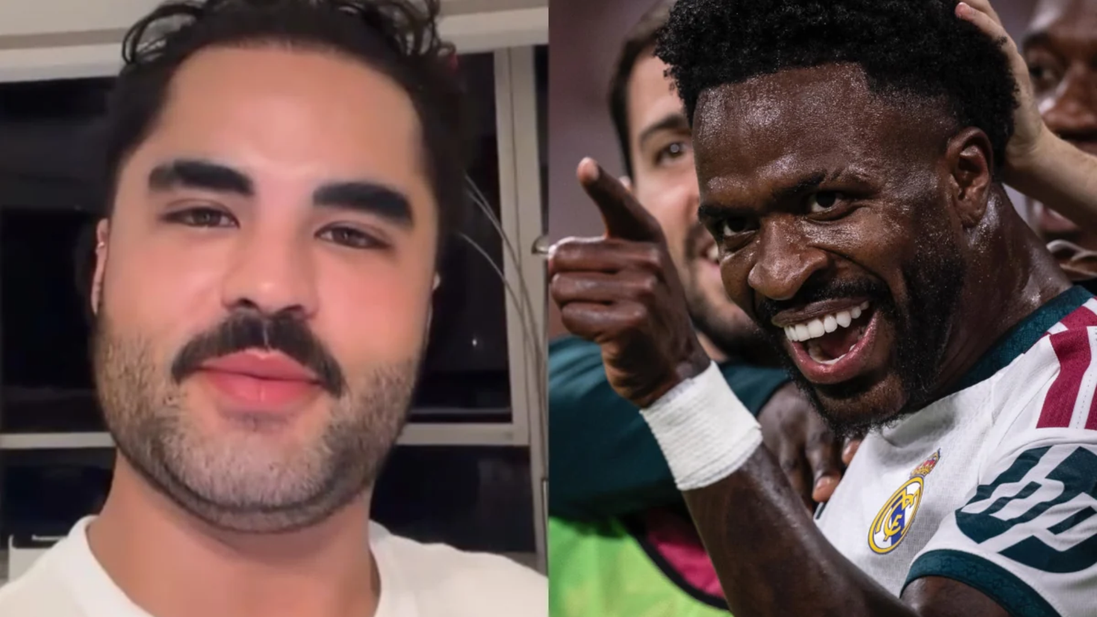Lucas Guedez tira máscara de Vini Jr. e manda recado: 'Babaca'