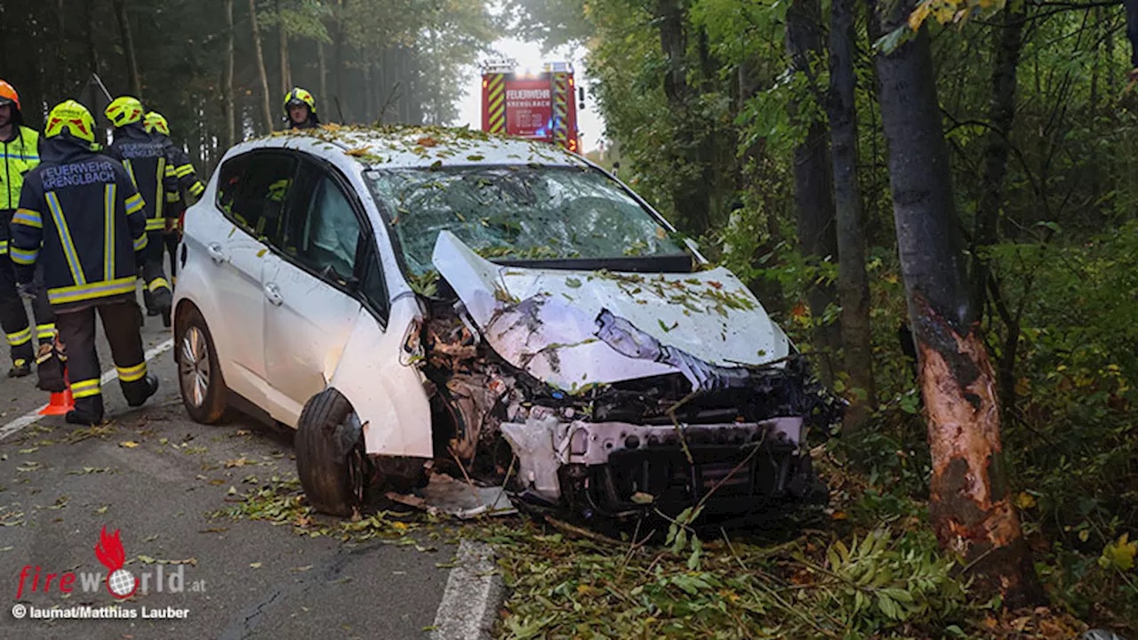 Oö: Verletzter Fahrer bei Pkw-Kollision mit Baum in Krenglbach