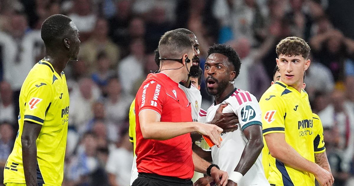 Real Madrid's Vinicius Junior after being sent off against Villarreal. Getty Images
