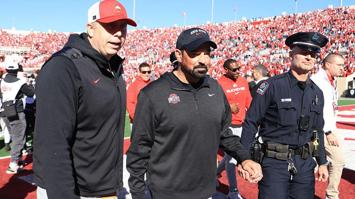 Ryan Day walks off the field after Ohio State's victory at Memorial Stadium.