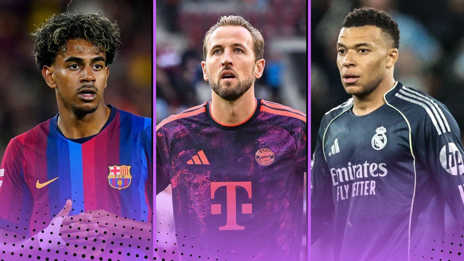Lamine Yamal Harry Kane Kylian Mbappe 2026-27 stats compared Ballon d'Or race
