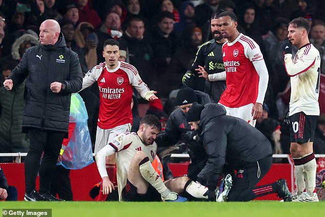 Conor Bradley is in the final stages of his recovery from a horrendous knee injury he suffered at Arsenal in January (pictured)