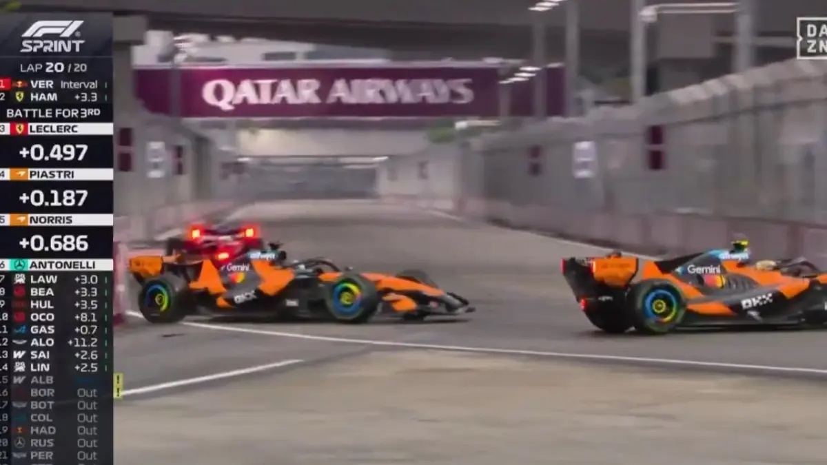 Colis￣o entre Oscar Piastri e Lando Norris