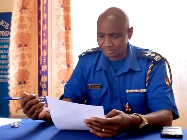 Lugari Sub County Police Commander Bernard Ngungu at his Lumakanda office