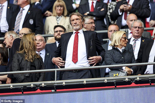 Manchester United face the possibility of being banned from the Europa League however due to part owner Sir Jim Ratcliffe's (above, at Wembley) involvement with French side Nice