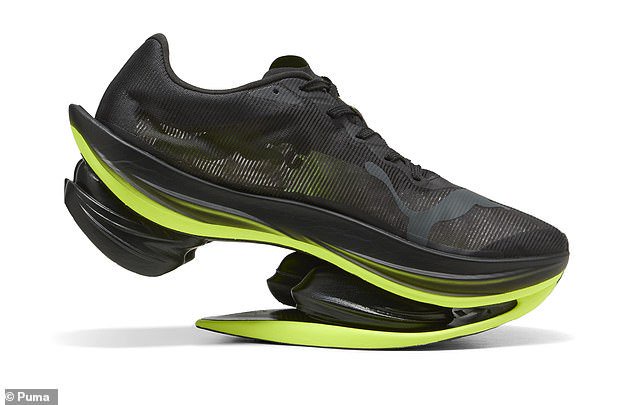 Dubbed the 'Fast-RB Nitro Elite 2', the futuristic shoe features two carbon plates that have been fused together to form a 'springboard'