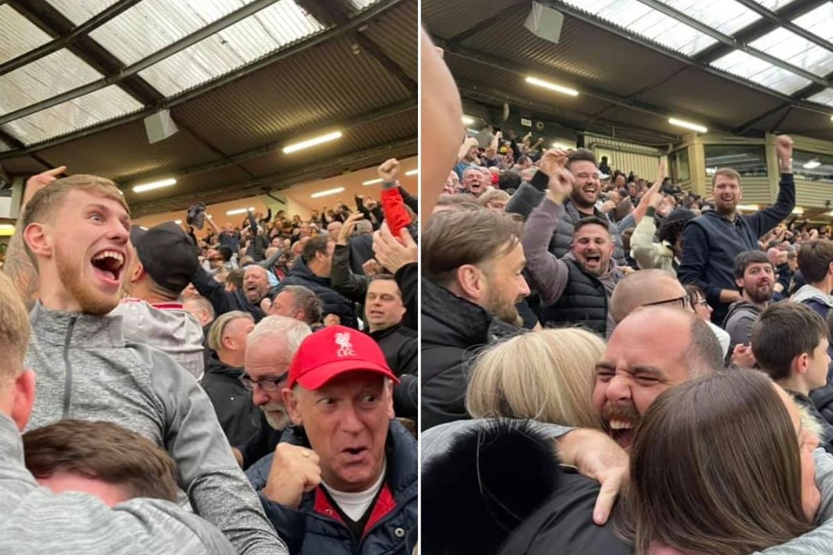 Overjoyed Liverpool supporters as the Reds destroy Manchester United 5-0 at Old Trafford