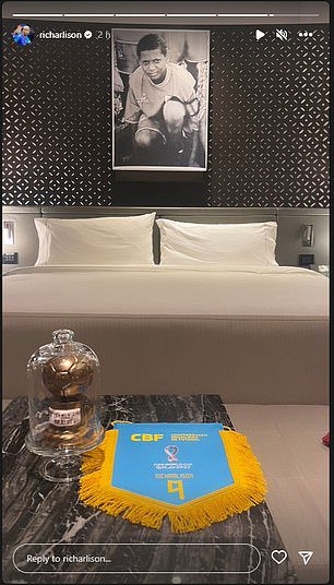 Richarlison posted a picture of his room featuring a childhood picture