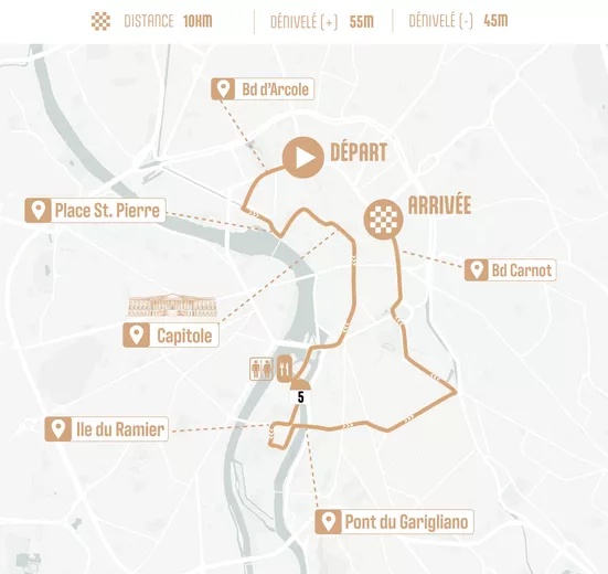 Le parcours du 10 km de la Toulouse Métropole Run Expérience.