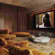 Home cinema room with furry carpet 