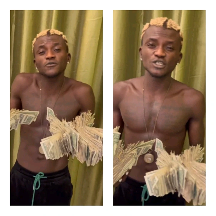 Thank God For My Life I Don Escape Poverty" - Portable Says As He Shows Off Foreign Currency In Dubai