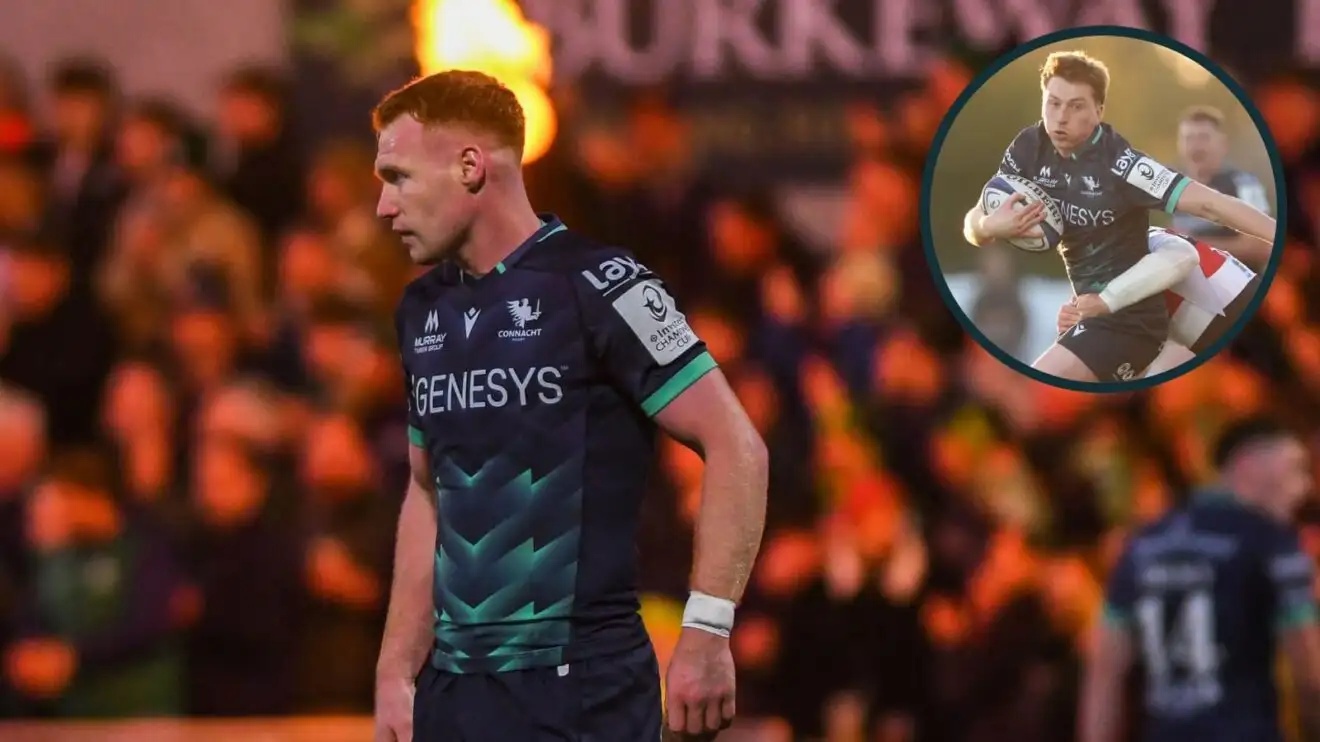 Ciaran Frawley and Daniel Ryan in action for Connacht.