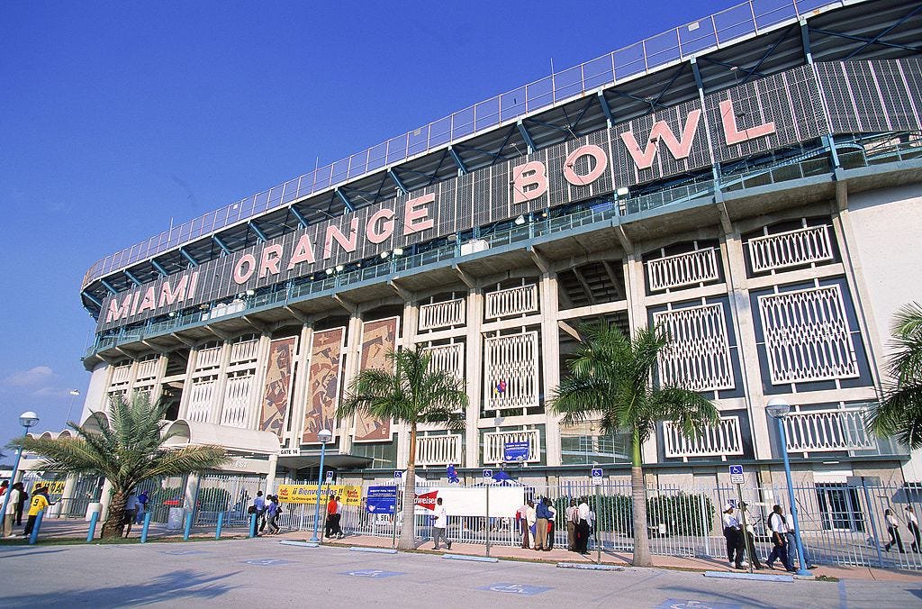 Miami's old Orange Bowl Stadium was the site of the NFL's Playoff Bowl from 1960 to 1969. 