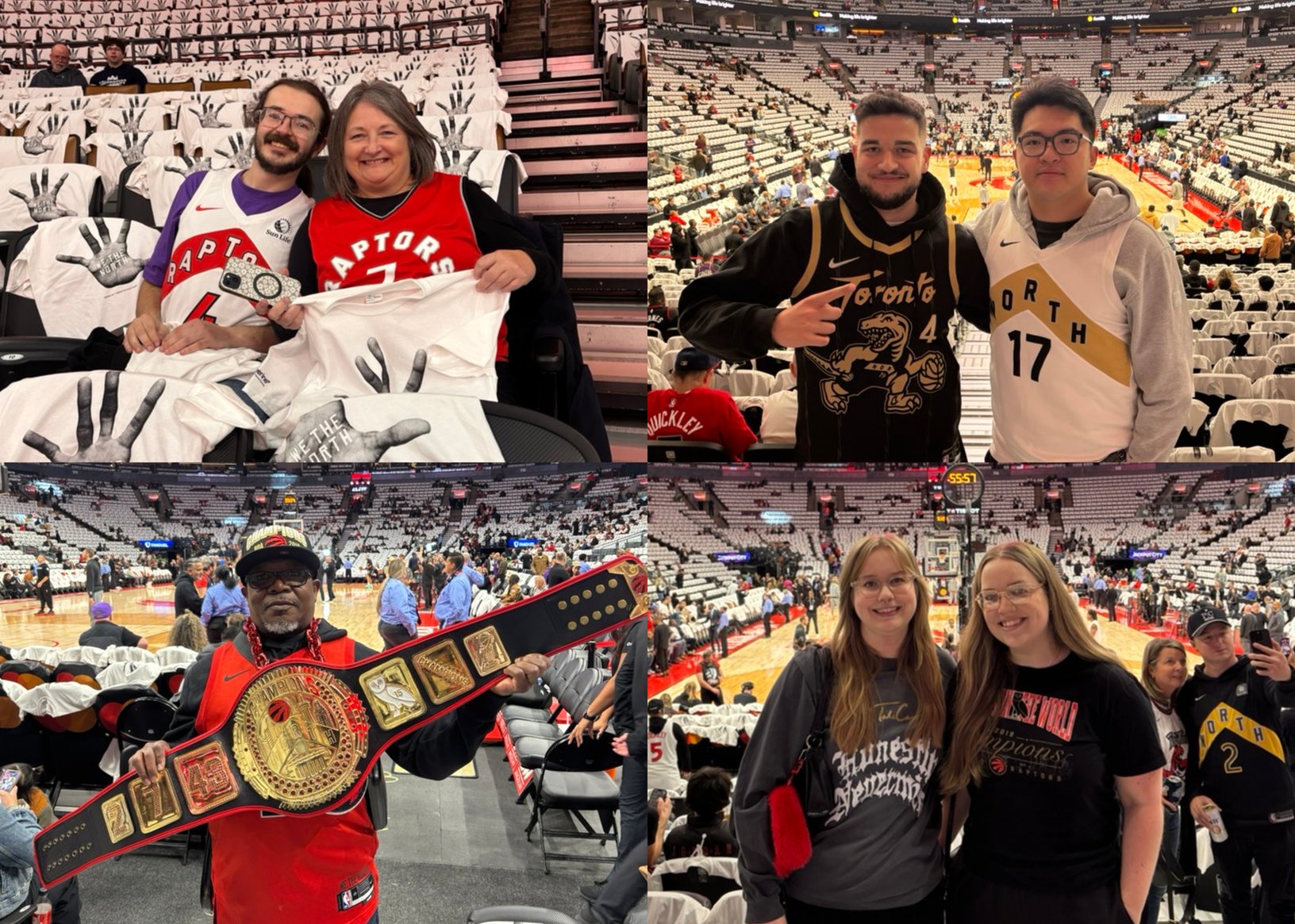 Collage of Raptors fans at Toronto's season opener.