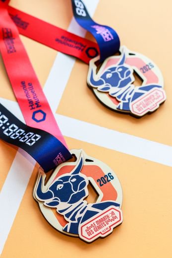 Les médailles destinées aux finishers du marathon de Toulouse.