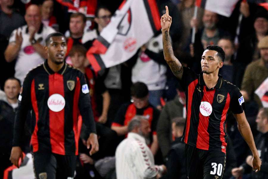Bournemouth's Alvaro Rodriguez celebrates scoring their third goal 