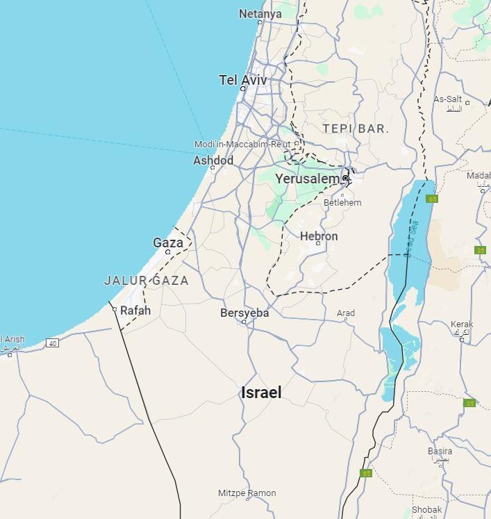 Wilayah Gaza, Israel hingga Tepi Barat