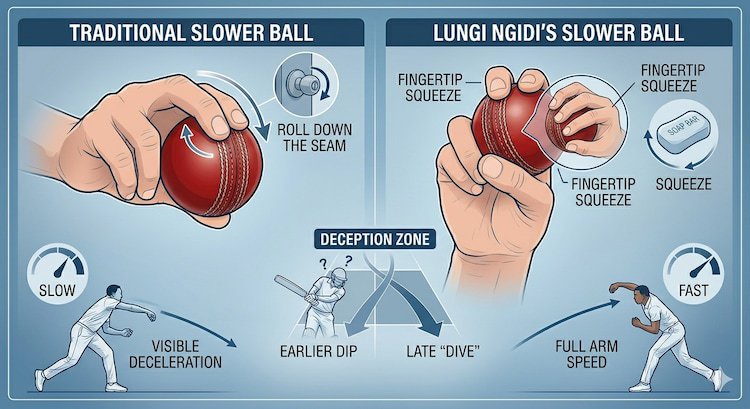 A full breakdown of Ngidi's slower ball technique.