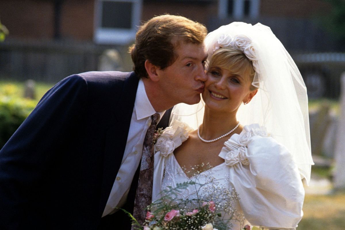 Steve Davis and his ex-wife, Judith, during their wedding