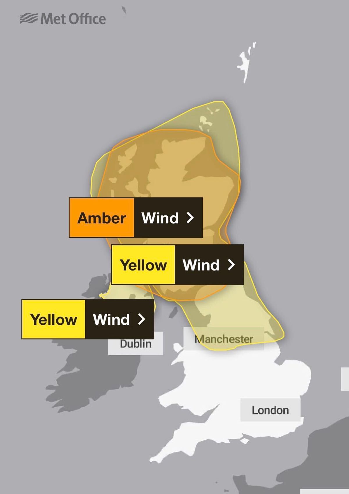 Weather warnings have been placed across the UK as storms batter the country
