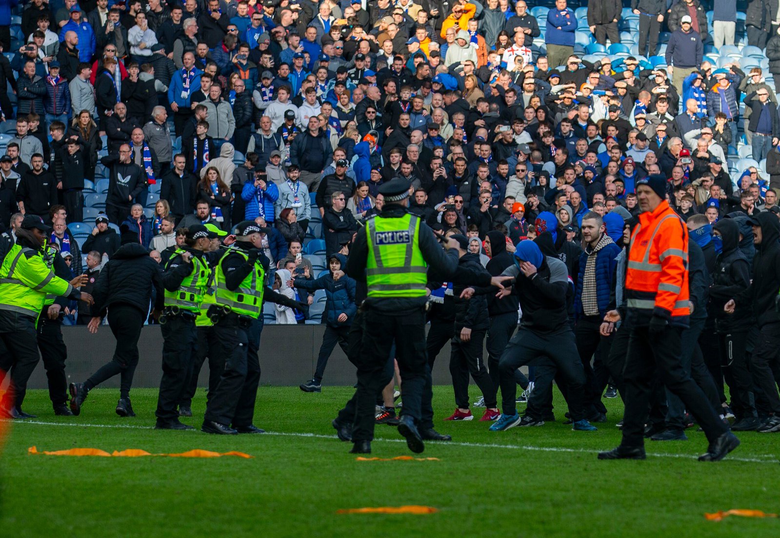 Rangers vs Celtic - fan pitch invasion Glasgowe Derby
