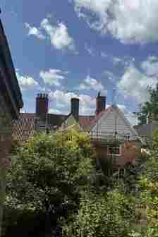 A view of Dr Jones' and his neighbour Gill Hayes-Newington's garden and how they overlap