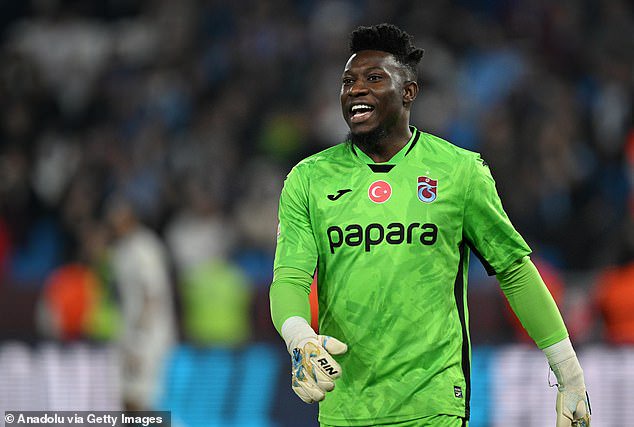 Andre Onana is pictured in action for Trabzonspor hours before his terrifying crash