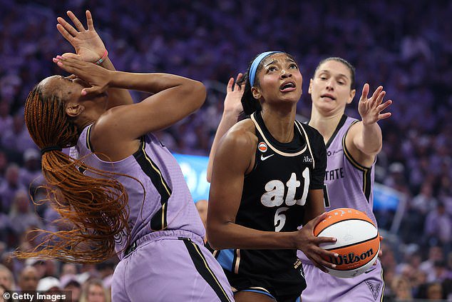 However, fans noted Reese elbowed Kayla Thornton (L) in the face leading to a foul early
